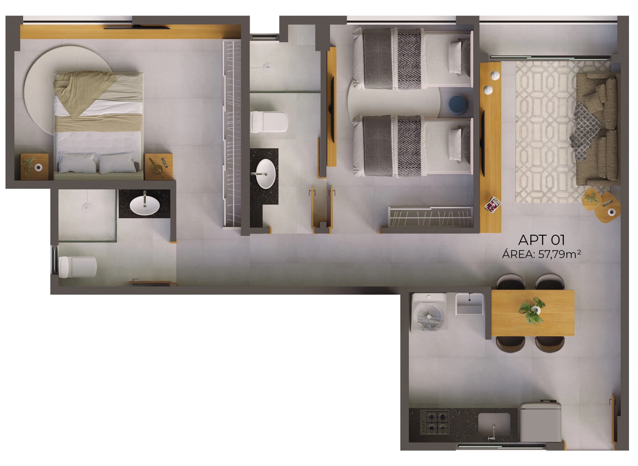 Apartamento de 57m²