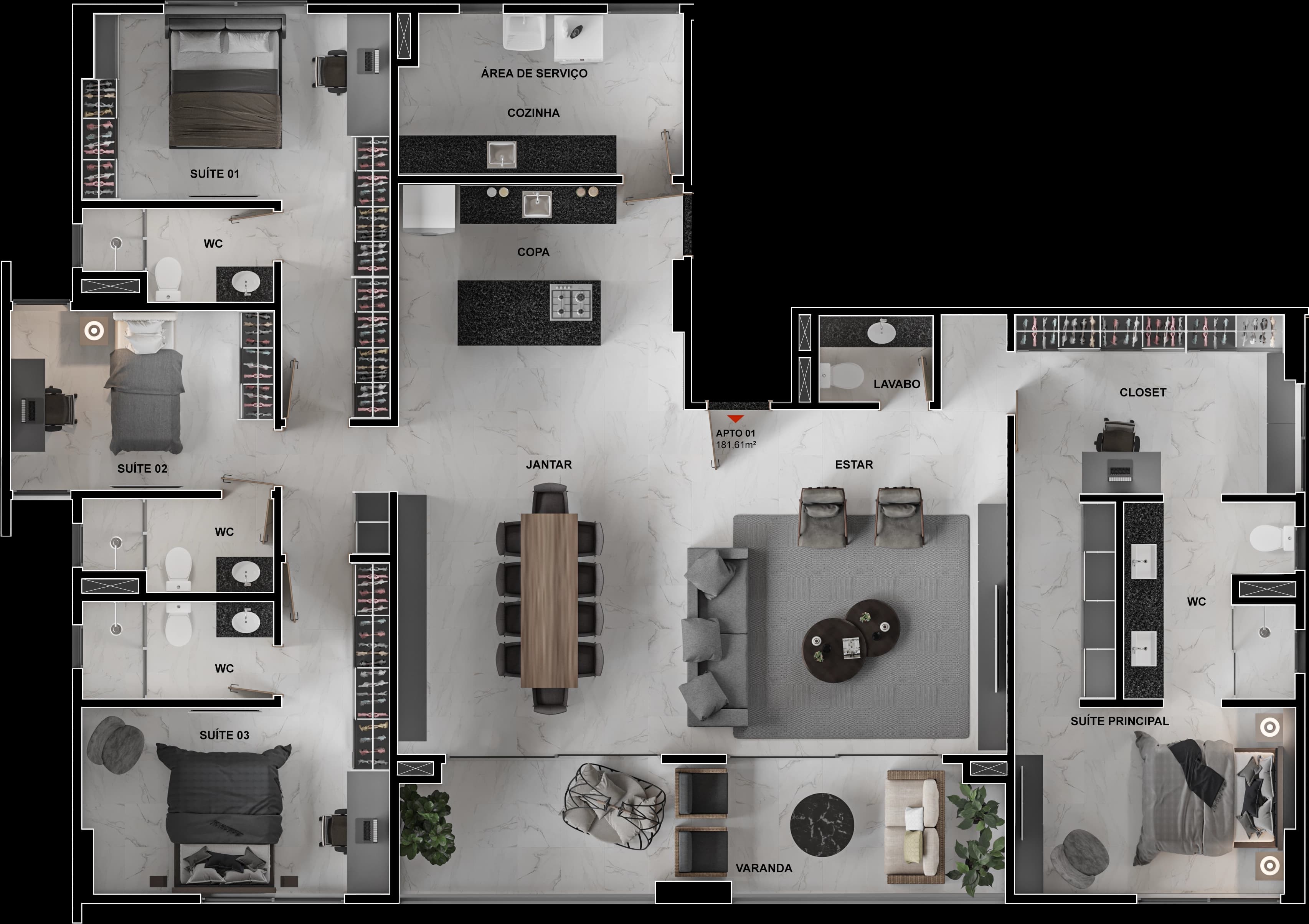 Apartamento de 181m²